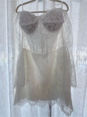 Sheer Off-Shoulder Lace Mini Dress UNTAMED PETALS Madeline lace mini
